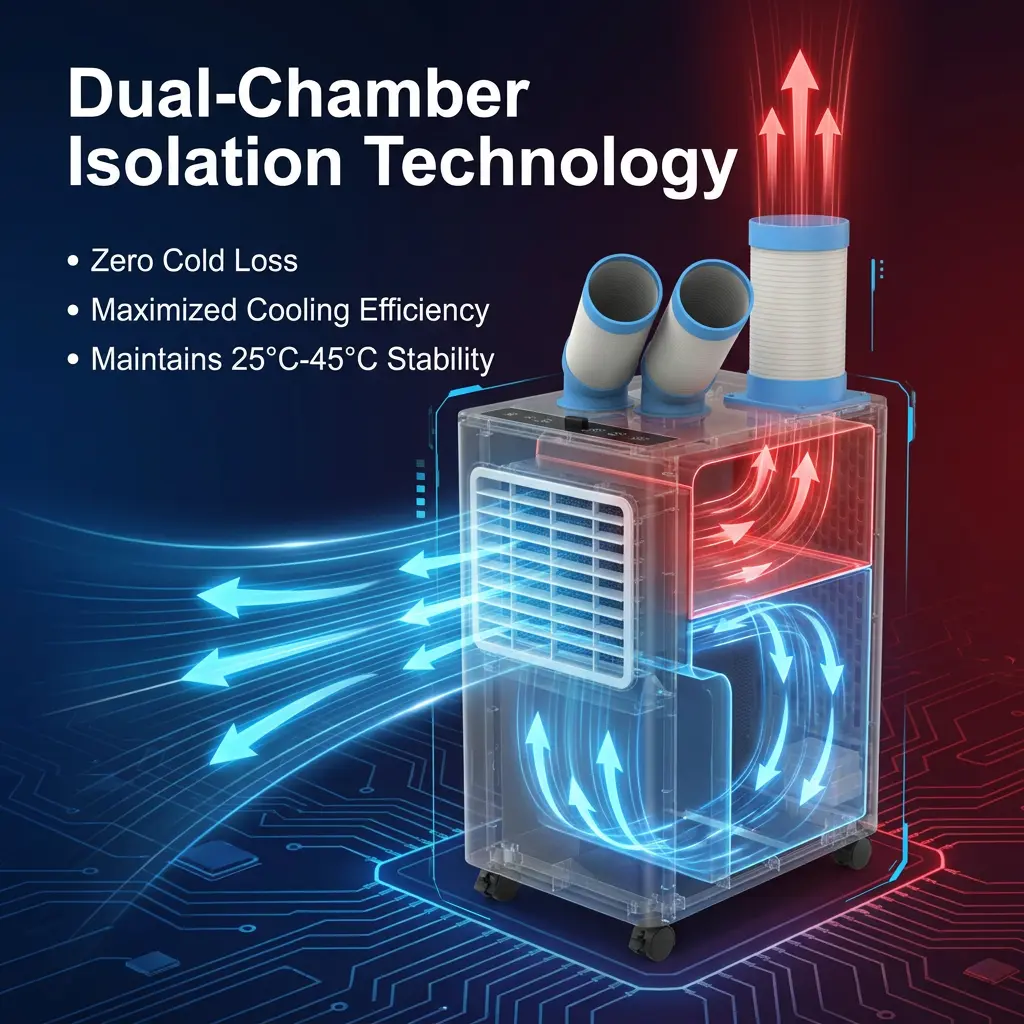 OEM White Metal Body 24 7 Dual Duct Cold Heat Isolation Cooler Spot Potable Potable Potible Cooler Industrial Conference for Workshop